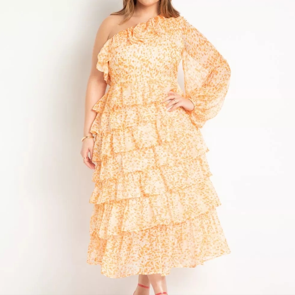 Eloquii Ruffle Midi Dress